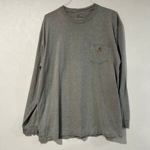 Carhartt Men’s Gray Long Sleeve Pocket T-Shirt Logo Tee XL Workwear